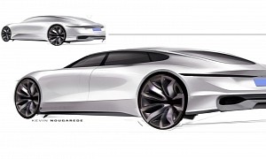 Simple Ideation Sketch or Ahead-of-Its-Time Teaser for EV Luxury Sedan From GM?