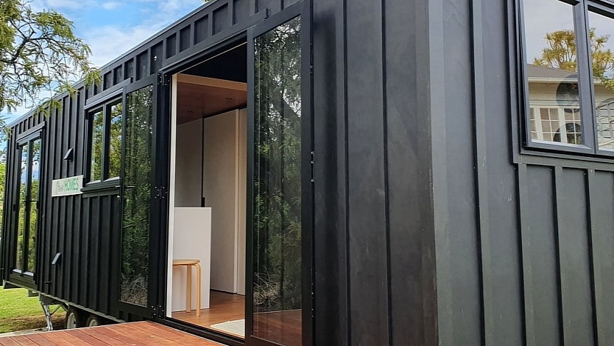 Tiny House Luxx is a self-contained mobile home with a single-level layout