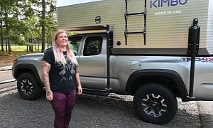 Single Woman Lives and Travels Around in a KIMBO Pickup Camper Attached to a Toyota Tacoma