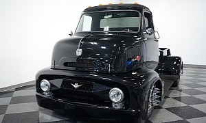 Sinister Black 1955 Ford COE Is the Monster in the Rearview Mirror
