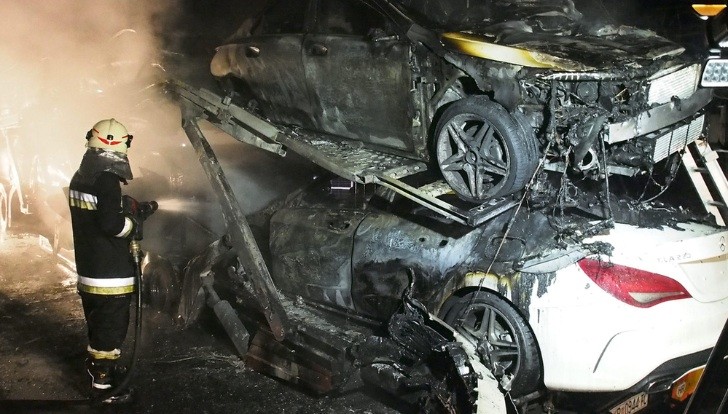 Burned Mercedes-Benz CLA Cars