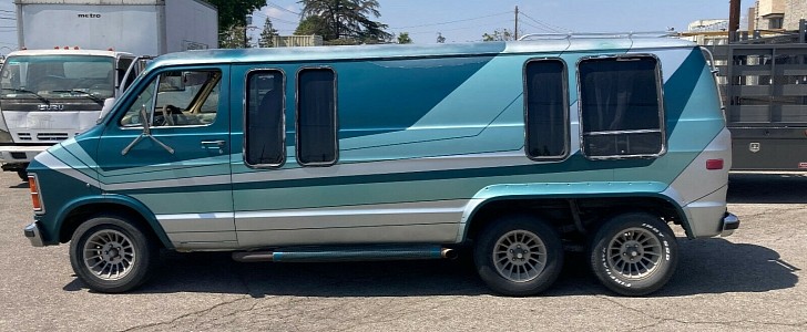custom 1981 Dodge Ram van six-wheel camper
