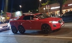 Six-Wheeled Volvo XC60 Causes Shock and Awe at a Car Meet in Stockholm