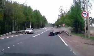 Skilled Driver Avoids Running Drunk Motorcyclist Over in Epic Save