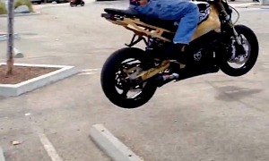 Skilled Rider Gets Bike Airborne Using a Small Curb