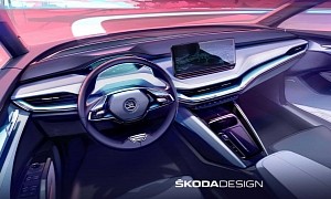 Skoda Reveals First Design Sketch of 2021 Enyaq iV Interior