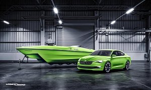 Skoda Reveals VisionSea Hybrid Cigar Boat Inspired by 'Simply Clever' Design