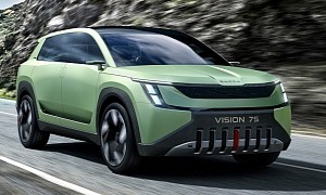 Skoda Vision 7S Presents Brand's New Logo and Design Language in Electric Seven-Seater SUV