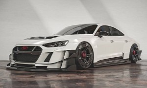 Slammed Audi e-tron GT Tries to Digitally Intergrade As a Wingless DTM Widebody