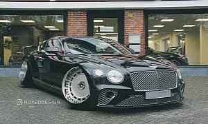 Slammed Bentley Continental GT Has Hellaflush Look, Deep Wheels