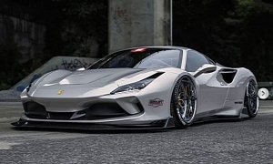 Slammed Ferrari F8 Tributo Shows Sculpted Widebody, Sits So Low