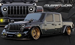 Slammed Jeep Gladiator Has Bronze and Forged Carbon CGI Treats for Exotic Look