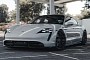 Slammed Porsche Taycan Turbo S Rides Low Like a Crayon on Contrasting, Black 22s
