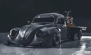Slammed VW Beetle Flatbed Looks Gritty yet Happy, Hauls Matching Digital Mopeds