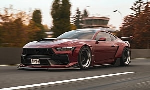 Slammed Widebody Ford Mustang GT Glides One Inch Above Tarmac In Search of CGI Prey