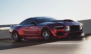 Slammed Widebody 'Glory' Ford Mustang Rides Across a CGI Highway With a Supercharged Roar 