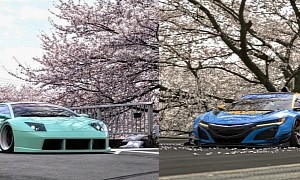 Slammed, Widebody Lambo Murcielago and Acura NSX Explicitly Soak Up a JDM Spring