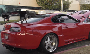 Sleek Red Toyota Supra Spotted at Car Meeting