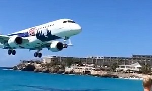 Slo-Mo Landing of Empress of London City Embraer 190 at St. Maarten Will Make You Gasp