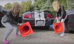 Slovakian Beauties Get Dirty while Playing with Traffic Cones as Exhaust Tips