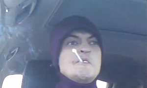 Smoking is Just Another Distraction Behind the Wheel - Russian Hipster Finds Out