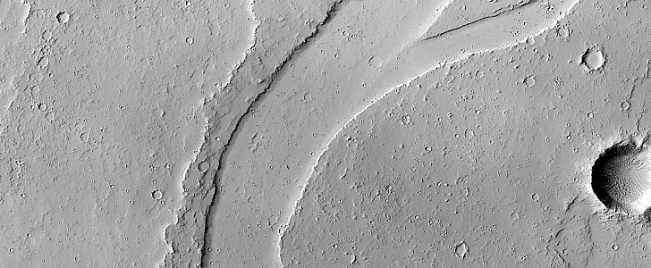 Lava channel in the Tharsis region of Mars
