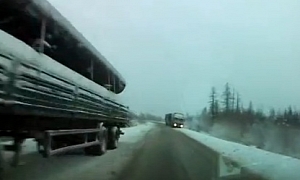 Snow and Bad Decisions Equal Very Close Call for Russian Driver