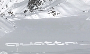 Snow Artist Creates Giant "quattro" Logo for Audi in Switzerland