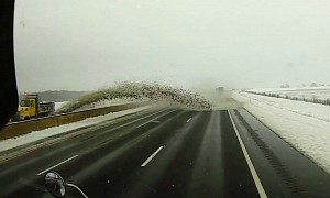 Snow Plow Sends Snow and Ice Into Oncoming Traffic, Chaos Ensues on Ohio Turnpike