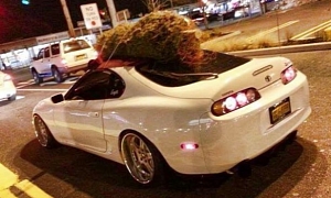 Snow White Toyota Supra Brings Christmas On its Roof