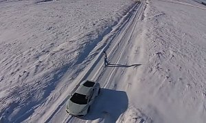 Snowboarding off the Back of a Lamborghini Huracan Is Petrolhead's Idea of Winter Sports