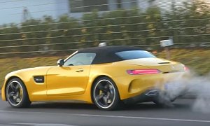 Solarbeam Yellow 2017 Mercedes-AMG GT C Roadster Shows Up in German Traffic