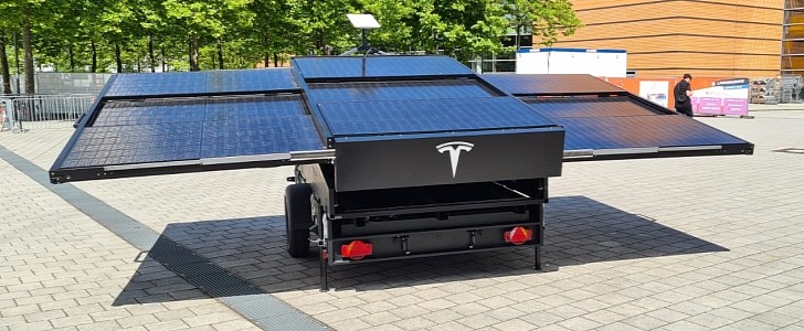 Tesla teased a solar-powered range-extender trailer at IdeenExpo in Germany