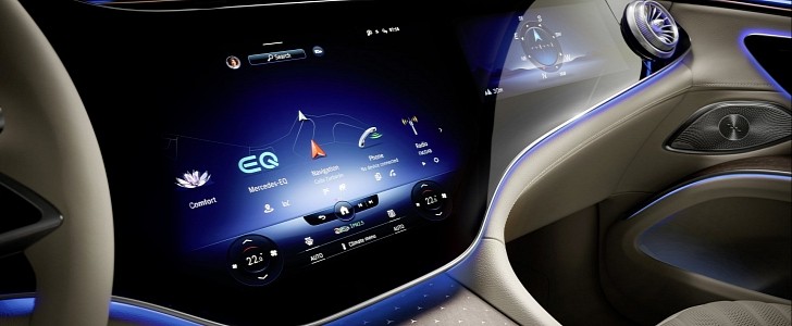 Mercedes-Benz EQS dashboard with integrated navigation