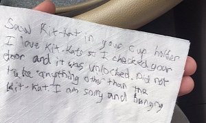 Someone Broke in a Person's Car To Steal A Kit Kat, Left A Note To Apologize