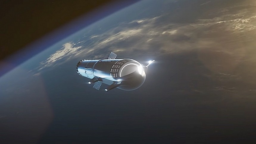 Starship reaching Mars (rendering)