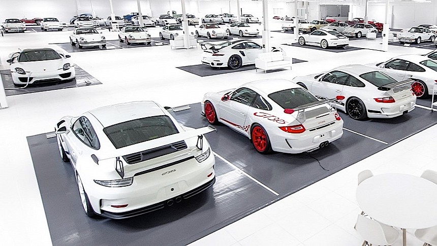 56 white Porsche cars for sale all at once