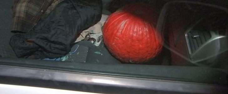 Pumpkin used to smash truck's driver side window