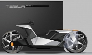 Somewhere Between a Car and a Motorcycle is this Edgy and Futuristic Tesla Model