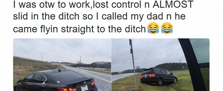 Son Crashes Car into Ditch and Calls Dad Who Does The Same Thing