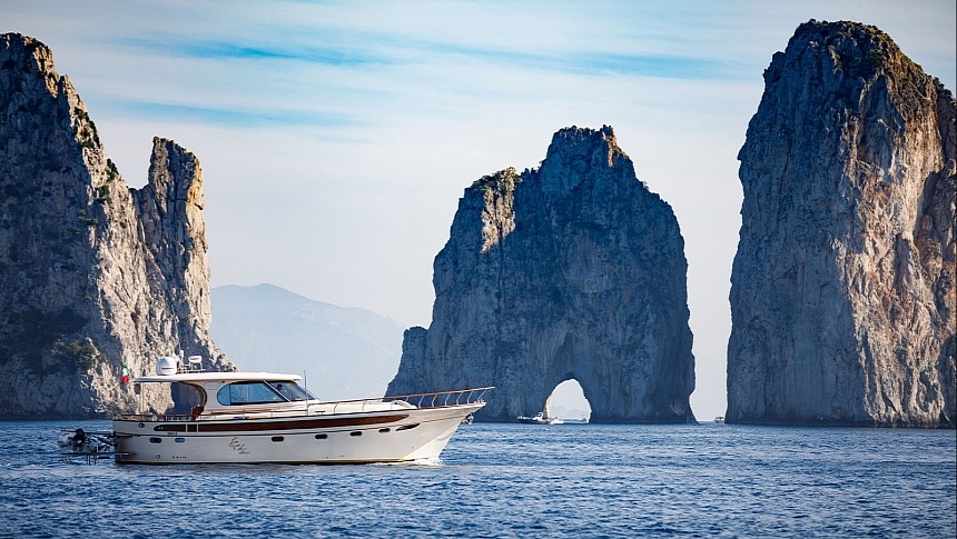The Sorrento 56 is a beautiful charter yacht with the DNA of a traditional Italian fishing boat