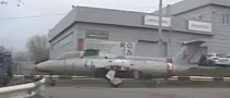 Soviet Jet Towed on Road in Russia Like a Trailer
