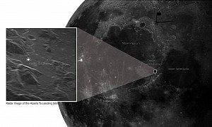 Space Radar on Earth Sees the Apollo 15 Landing Site on the Moon