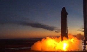 SpaceX Starship Massive Rocket Breathes Fire Through Raptor Vacuum Engine