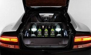 Special Aston Martin Travels Asound Italy with Don Perignon Champagne in Its Trunk