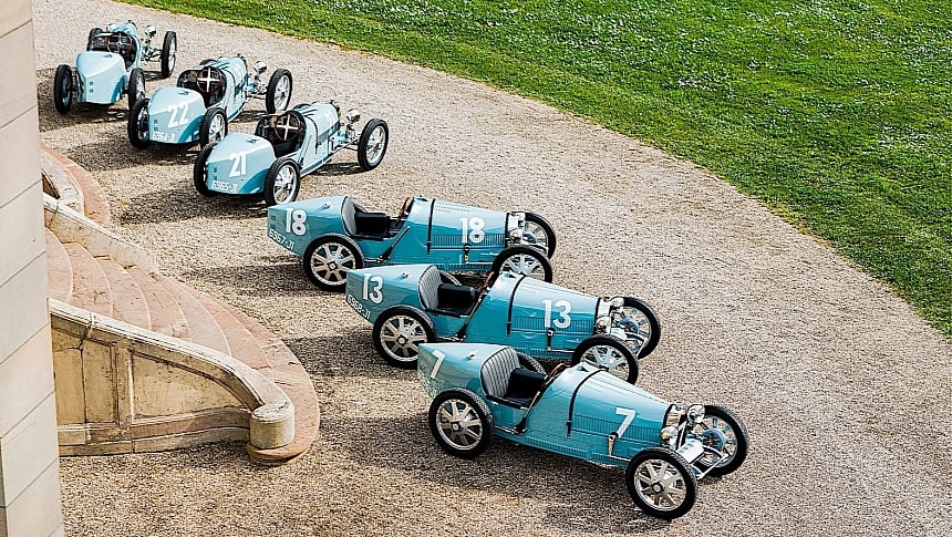 The six Bugatti Baby II Type 35 Centenary Edition