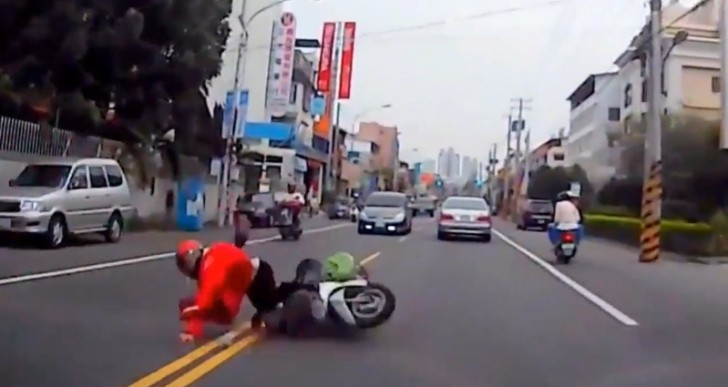Spectacular scooter crash