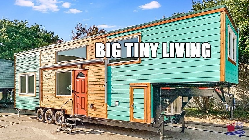 The Dream Weaver custom tiny house offers standing height, privacy, and off-grid capabilities