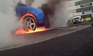Spectacular Mustang Burnout with Explosion Finale