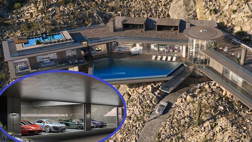 Serenity Heights Estate features a custom auto gallery, insane amenities and an even more insane location